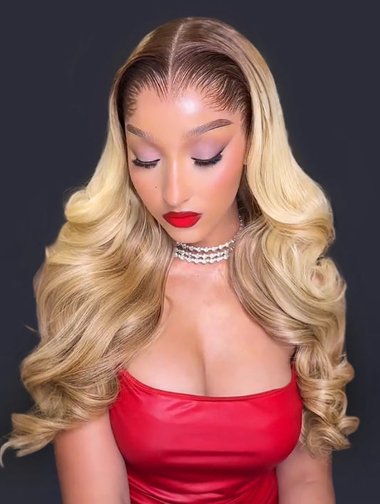 Chic Luxe Hair | Raw Vietnamese Ombre Blonde Lagos M-Hairline Loose Body Wave 13x6 Lace Frontal Wig | 300% Density Wig