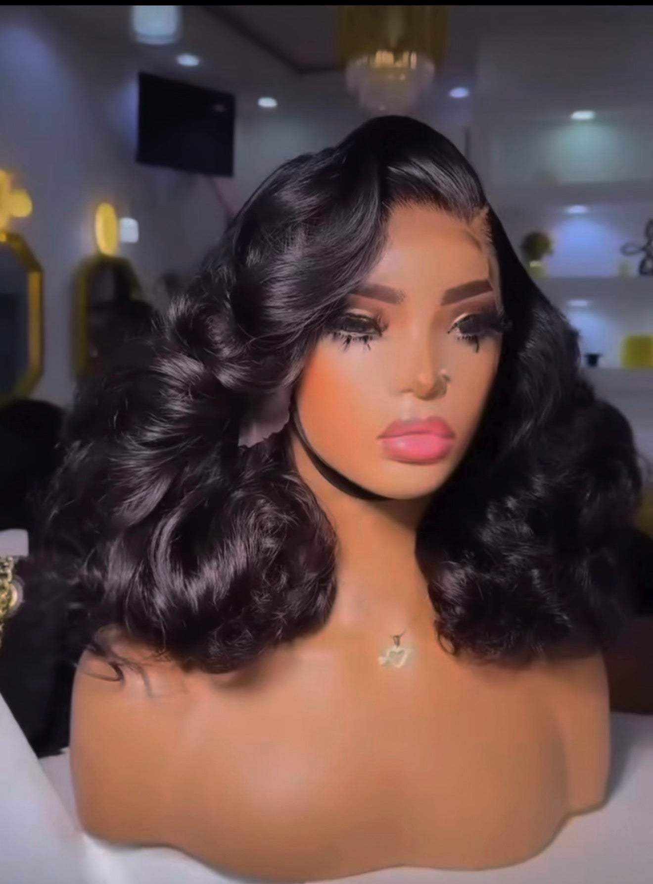 ChicLuxe Hair Vietnamese Double Drawn DD Layered Bouncy Wave 13*4 Glueless Lace Pre-Styled Wig With Curtain Bangs And Natural Hairline| Jet Black |250% Full Density