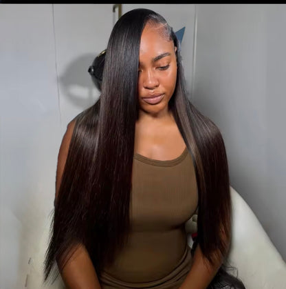 ChicLuxe Hair Pre Styled Highlight Ash Stripe Blonde Glueless 13x6 Lace Frontal Body Wave Straight Human Hair Wigs Invisible Lace Front Pre Plucked With Side Curtain Bangs 250% Density
