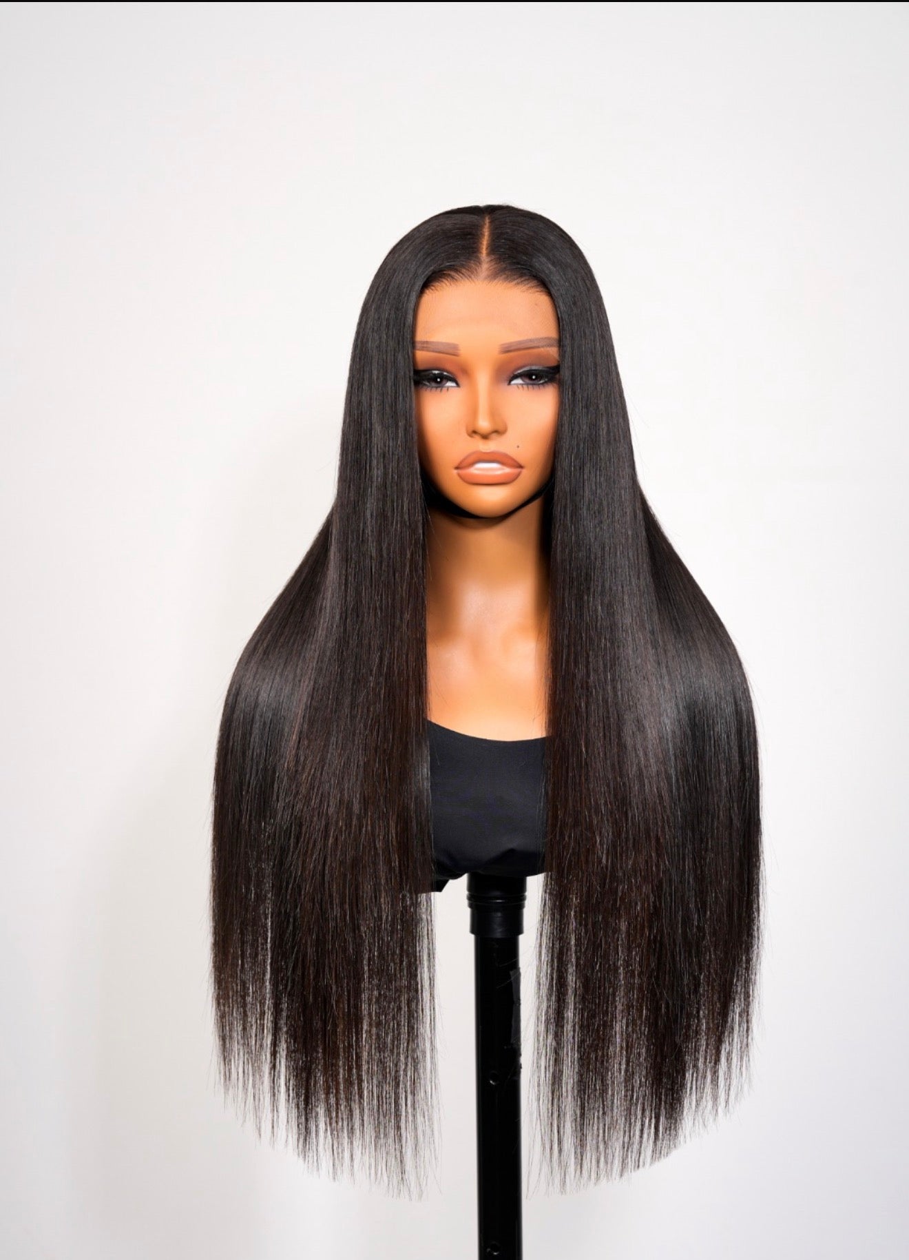 Chic Luxe  Hair | Pin- Straight Glossy Strands Silky Pre-Cut Lace Wig Glueless Wig Ready To Go Bone Straight 6×5 Wig 250% | 100% Human Hair