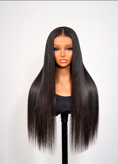 Chic Luxe  Hair | Pin- Straight Glossy Strands Silky Pre-Cut Lace Wig Glueless Wig Ready To Go Bone Straight 6×5 Wig 250% | 100% Human Hair