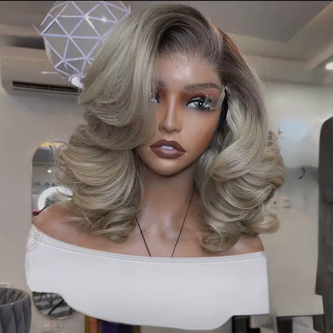 Raw Vietnamese SDD Layered Cut Lace Front Glueless Bob Wig Brown Roots Ash Ombre 5*5 Lace Front With Natural Hairline 250% Density