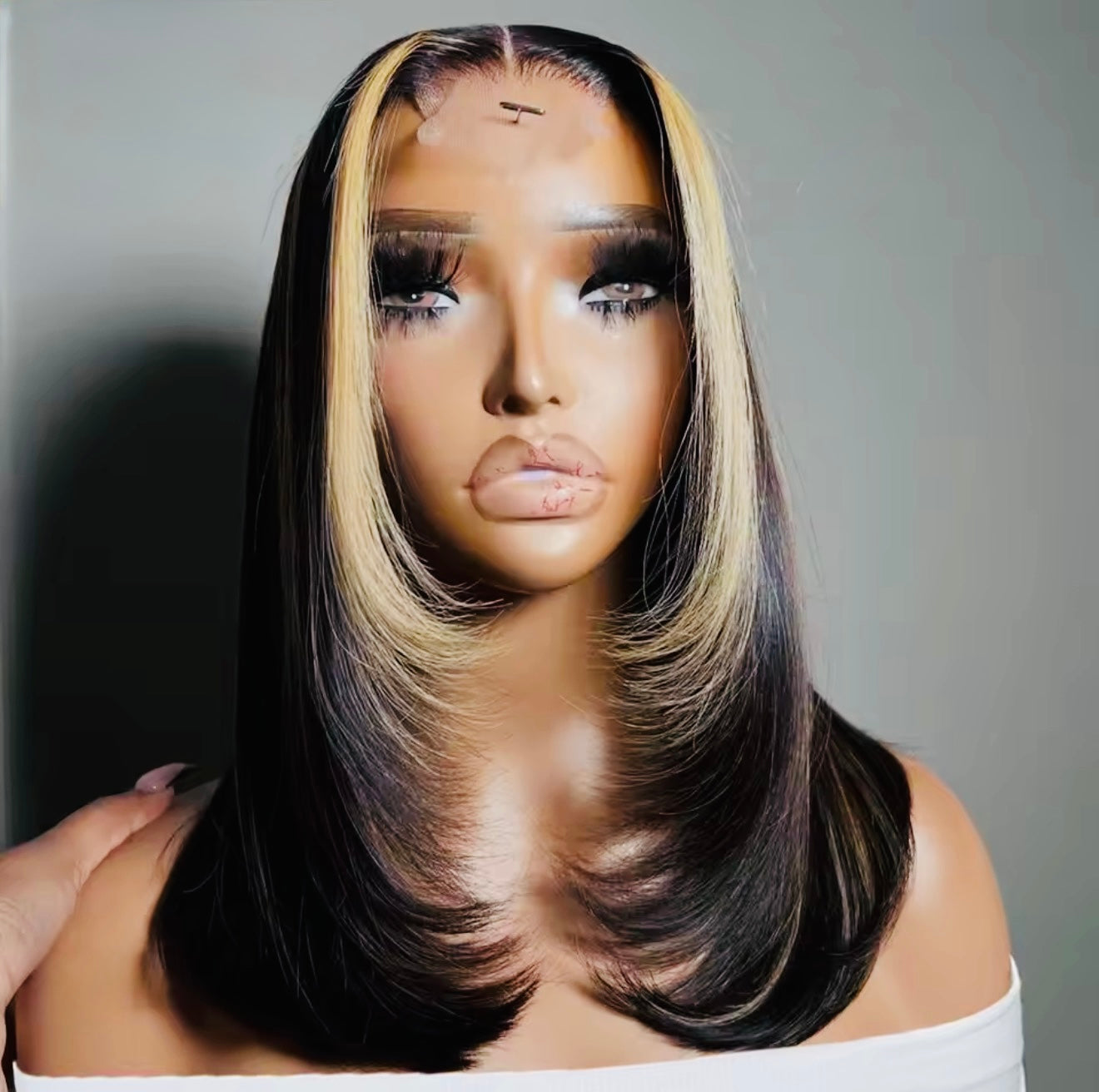 Raw Vietnamese Bone Straight Layered Straight Lace Front Glueless Bob Wig Stripe Brown and Wide 27 Short Bob Wig  2*4 Lace Front With Natural Hairline 250% Density
