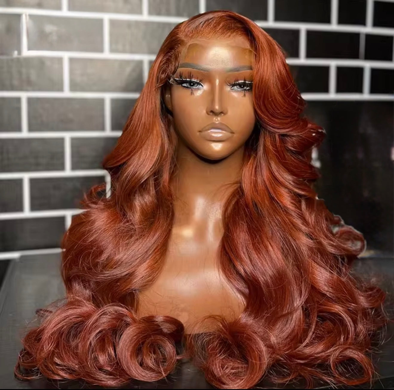 Pre Styled Layered Cut Ginger Orange 13x4 Transparent Lace Frontal Human Hair Wig For Women Pre Plucked With Natural Hairline Wavy And Straight 250% Density