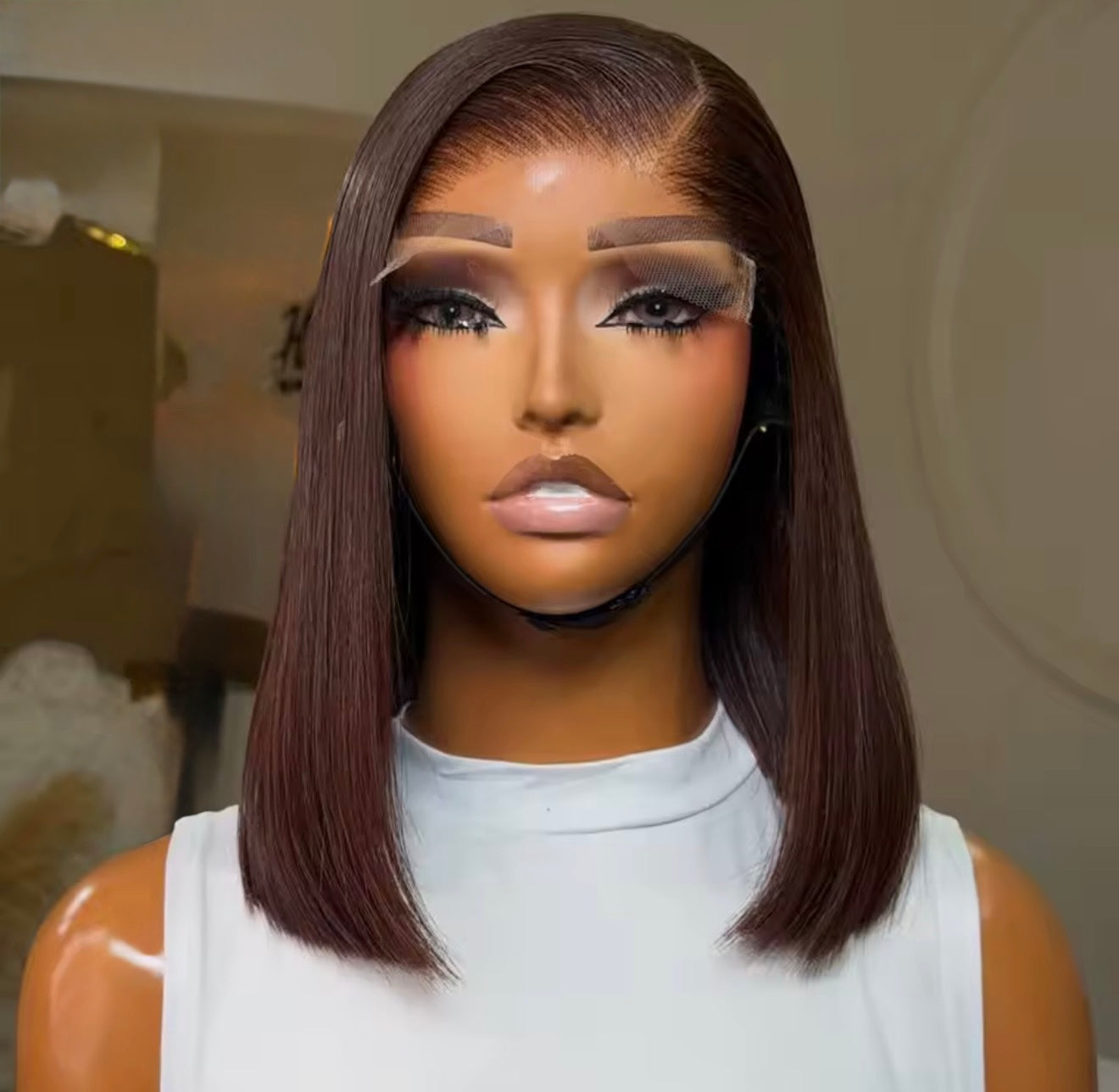 Raw Vietnamese SDD Bone Straight Lace Front Glueless Bob Wig #4 Color Short Bob Wig  5*5 Lace Front With Natural Hairline 250% Density
