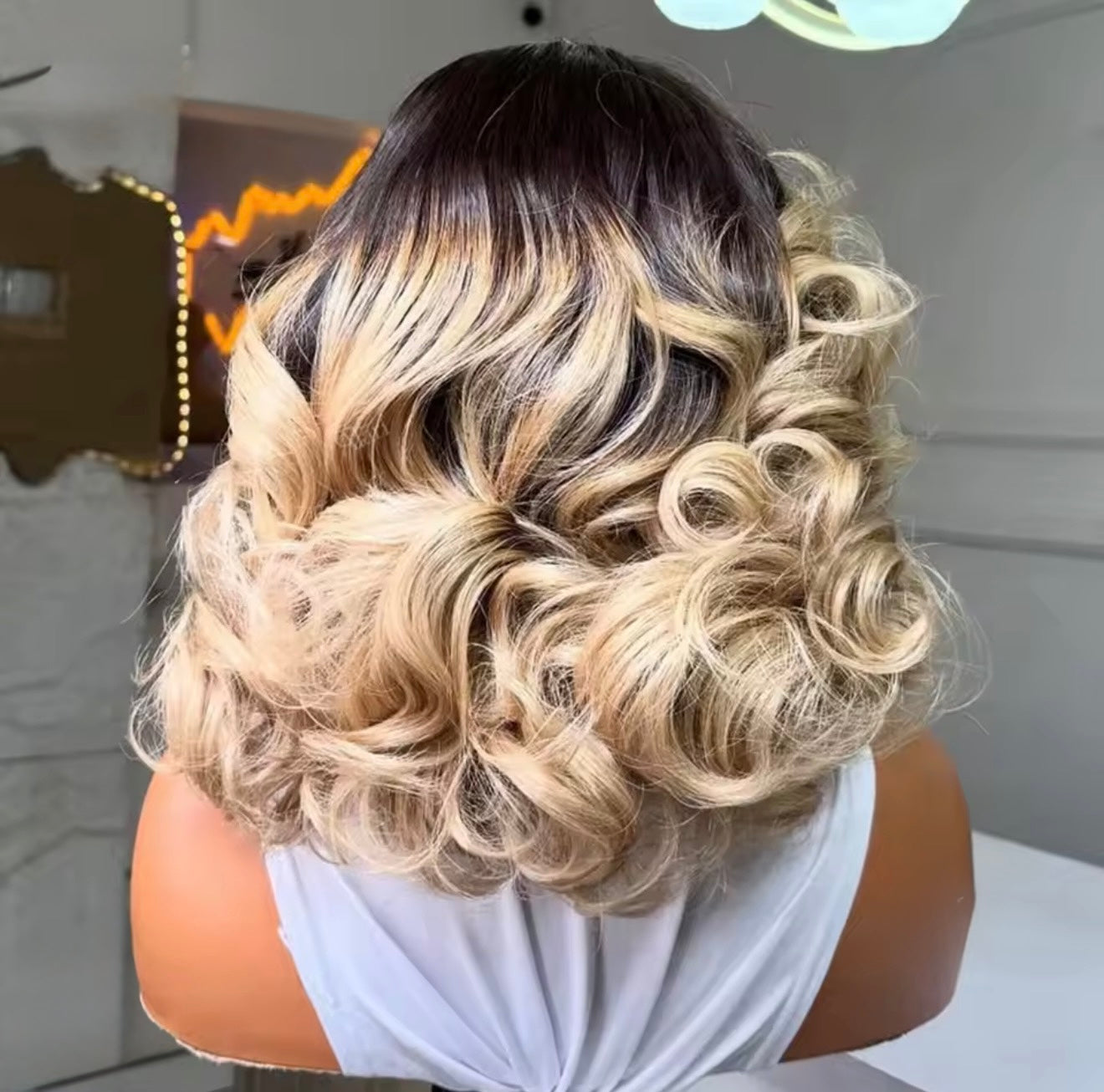 Raw Vietnamese Layered Cut Lace Front Glueless Bob Wig 1B Ombre Blonde 5*5 Lace Front With Natural Hairline 250% Density