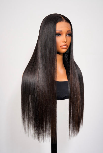 Chic Luxe  Hair | Pin- Straight Glossy Strands Silky Pre-Cut Lace Wig Glueless Wig Ready To Go Bone Straight 6×5 Wig 250% | 100% Human Hair