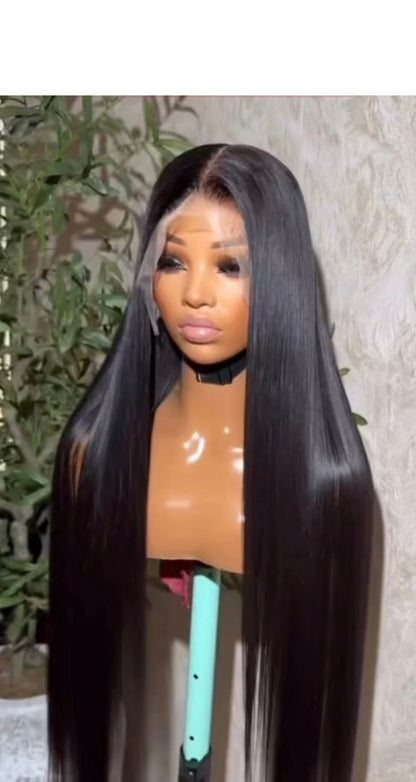 Raw Vietnamese SDD Bone Straight Glueless Lace Front Wig 300% Density 13*4 Lace 30inch Wig