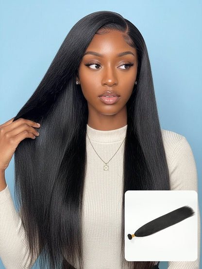 Chic Luxe Hair Light Yaki Straight Human Hair Bundles 1 or 3 Pcs Premium Weft | 100% Virgin Human Hair