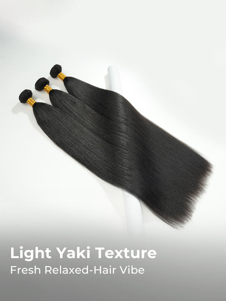 Chic Luxe Hair Light Yaki Straight Human Hair Bundles 1 or 3 Pcs Premium Weft | 100% Virgin Human Hair