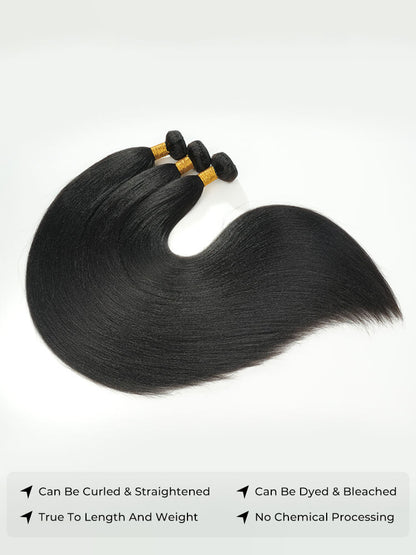 Chic Luxe Hair Light Yaki Straight Human Hair Bundles 1 or 3 Pcs Premium Weft | 100% Virgin Human Hair