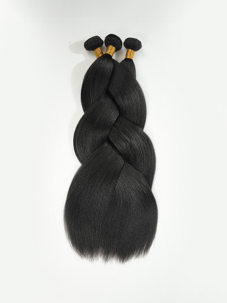 Chic Luxe Hair Light Yaki Straight Human Hair Bundles 1 or 3 Pcs Premium Weft | 100% Virgin Human Hair