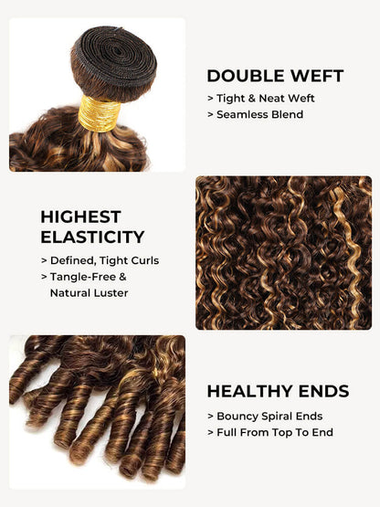 Chic Luxe Hair 4/27 Highlight Burmese Curly Hair Bundles Human Hair Extension  | 100% Raw Vietnamese Hair