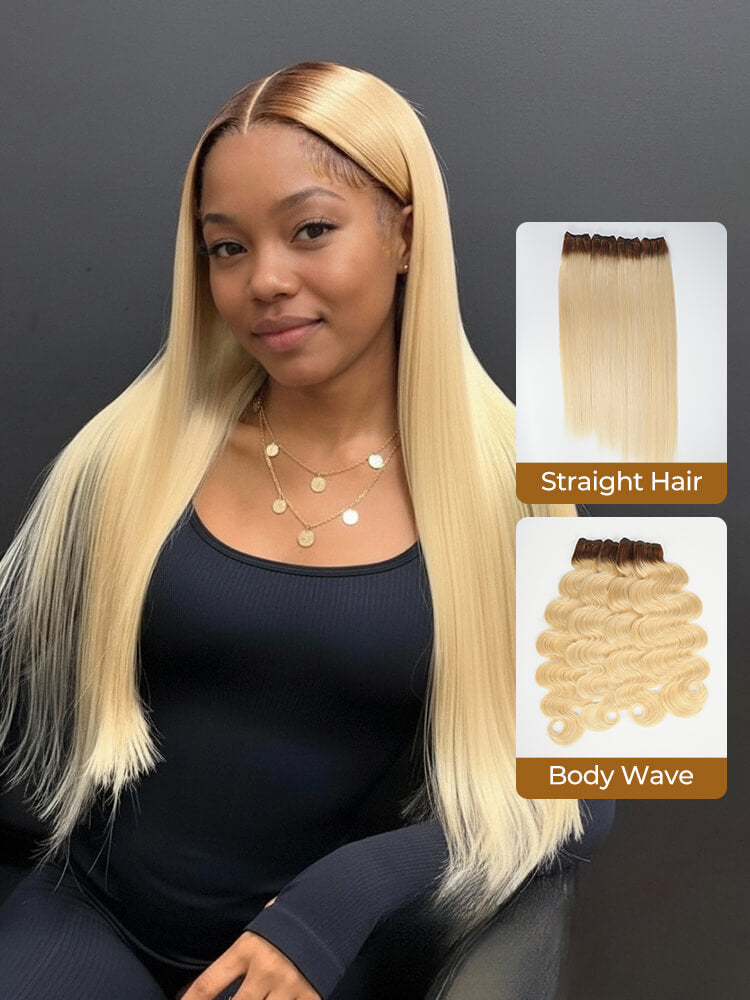 Chic Luxe Hair T4/613 Ombre Color Bundles Human Hair Body Wave And Straight | 100% Virgin Human Hair