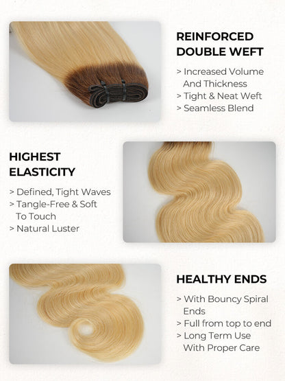 Chic Luxe Hair T4/613 Ombre Color Bundles Human Hair Body Wave And Straight | 100% Virgin Human Hair