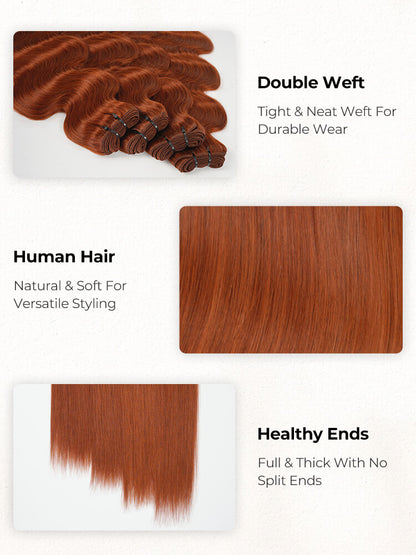 Chic Luxe Hair #35 Copper Ginger Hair Color Human Hair Bundles Body Wave And Straight  | 100% Virgin Human Hair