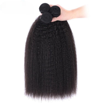 Chic Luxe Hair Kinky Straight Human Hair Bundles 3 Bundles Brazilian Virgin Yaki Hair Bundle Deals | 100% Virgin Human Hair