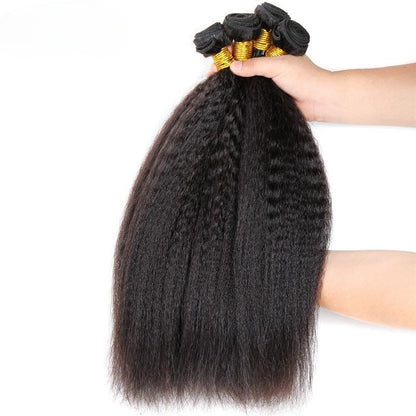 Chic Luxe Hair Kinky Straight Human Hair Bundles 3 Bundles Brazilian Virgin Yaki Hair Bundle Deals | 100% Virgin Human Hair