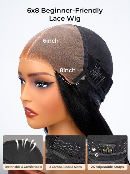 Chic Luxe Hair Ready To Go M Hairline Bine Straight 6x8 Lace Front Wig With Drawstring | 250% Density