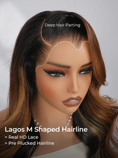 Chic Luxe Hair Highlight Lagos M-Hairline Loose Body Wave 13x6 HD Lace Front Wig | 250% Density