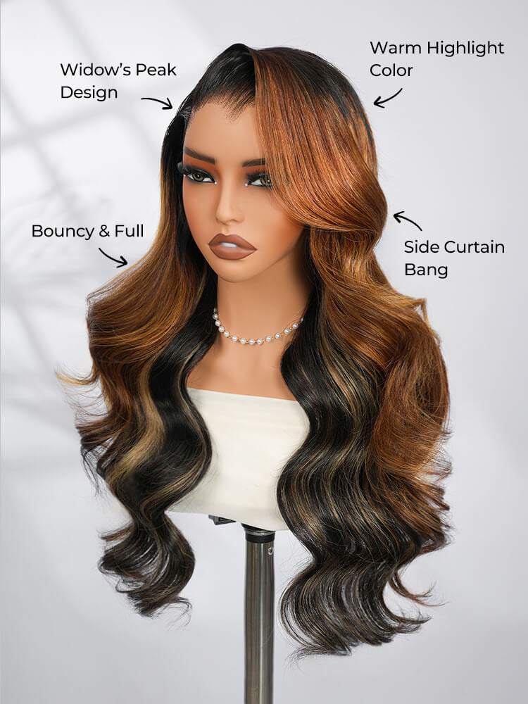 Chic Luxe Hair Highlight Lagos M-Hairline Loose Body Wave 13x6 HD Lace Front Wig | 250% Density