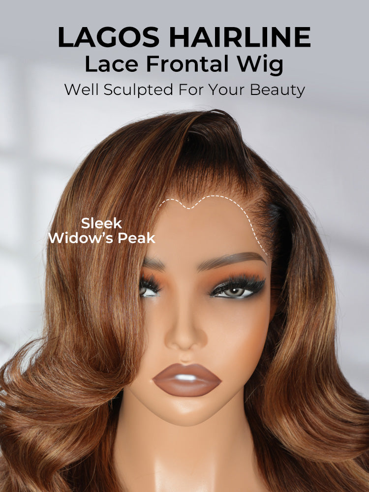 Chic Luxe Hair | Ombre Brown Loose Body Wave 13x6 Transparent Lace Front Wig With Lagos Hairline | 250% Density