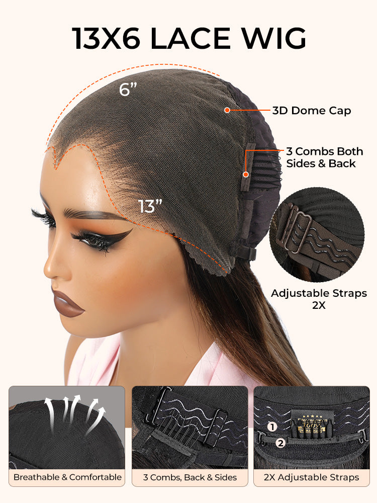 Chic Luxe Hair | Ombre Brown Loose Body Wave 13x6 Transparent Lace Front Wig With Lagos Hairline | 250% Density