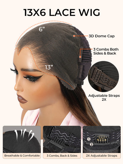 Chic Luxe Hair | Ombre Brown Loose Body Wave 13x6 Transparent Lace Front Wig With Lagos Hairline | 250% Density