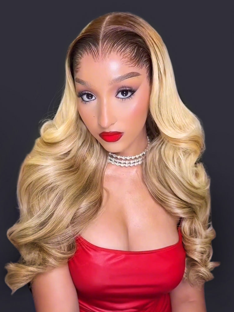 Chic Luxe Hair | Raw Vietnamese Ombre Blonde Lagos M-Hairline Loose Body Wave 13x6 Lace Frontal Wig | 300% Density Wig