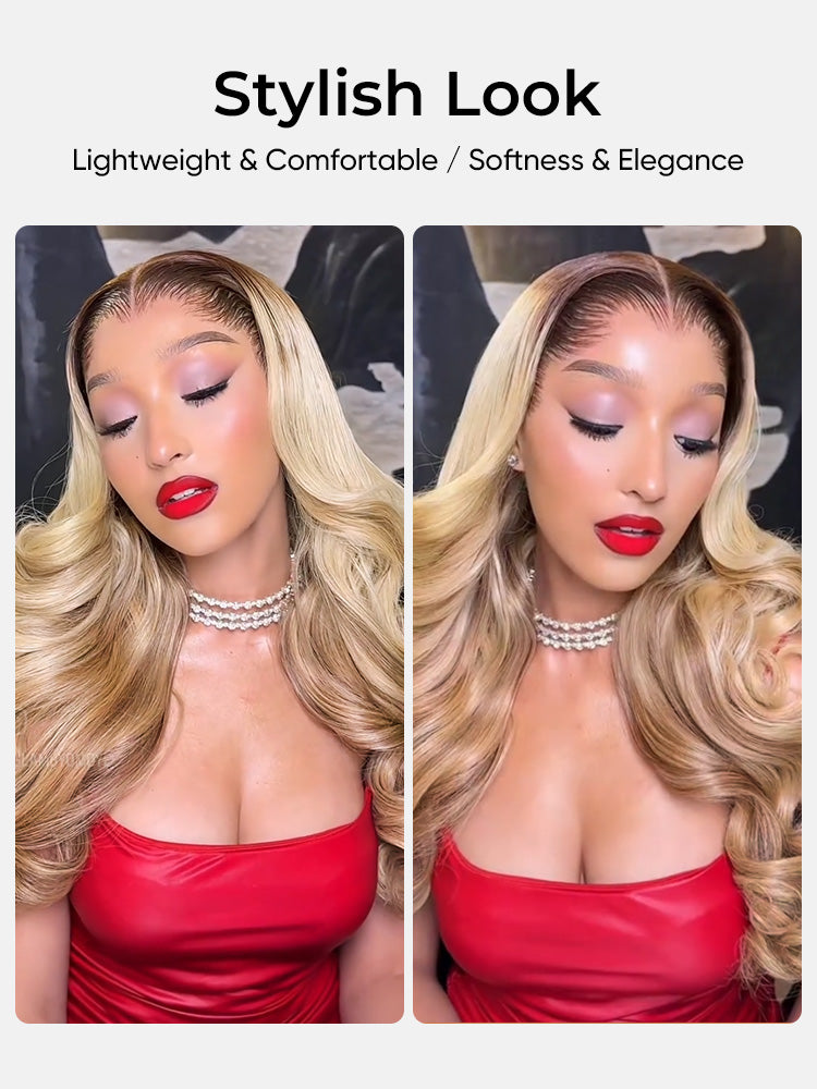 Chic Luxe Hair | Raw Vietnamese Ombre Blonde Lagos M-Hairline Loose Body Wave 13x6 Lace Frontal Wig | 300% Density Wig