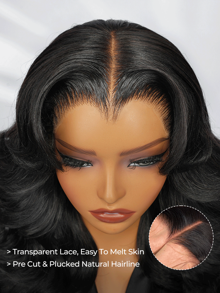 Chic Luxe Hair | Pre- Styled Ready To Wear Layered Cut 6x8 Glueless Layered Cut M-Hairline | 250% Density Body Wave Drawstring Lace Wig
