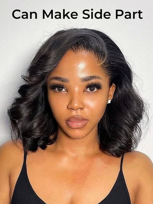 Chic Luxe Hair M Hairline Ready To Go Glueless Short Body Wave Bob M Hairline 13x6 Lace Front Wig | 180% Density