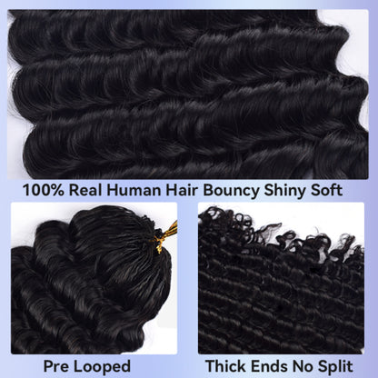 Chic Luxe Hair Crochet human hair For Crochet Styles Boho Braidind Miracle Knots| Natural | 100% Human Hair |100 strands per pack (100g) | Usually 2-3 Packs For A Full Head