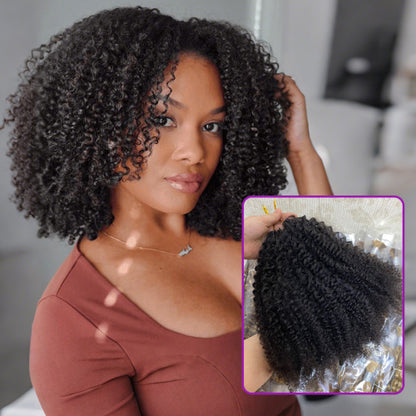 Chic Luxe Hair Feather Crochet human hair Bulk For Crochet Styles Boho Braiding | #1B Natural | #1b Afro Curly 4C | 100% Human Hair
