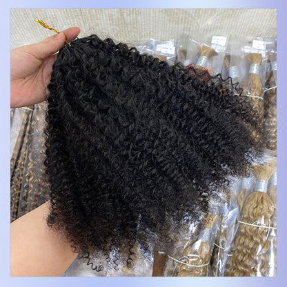 Chic Luxe Hair Feather Crochet human hair Bulk For Crochet Styles Boho Braiding | #1B Natural | #1b Afro Curly 4C | 100% Human Hair