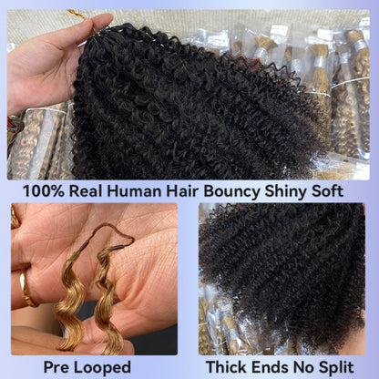 Chic Luxe Hair Feather Crochet human hair Bulk For Crochet Styles Boho Braiding | #1B Natural | #1b Afro Curly 4C | 100% Human Hair