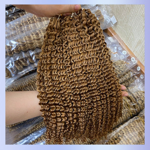 Chic Luxe Hair Feather Crochet human hair Bulk For Crochet Styles Boho Braiding | #1B Natural | #1b Afro Curly 4C | 100% Human Hair