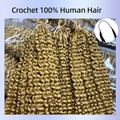 Chic Luxe Hair Feather Crochet human hair Bulk For Crochet Styles Boho Braiding | #1B Natural | #1b Afro Curly 4C | 100% Human Hair