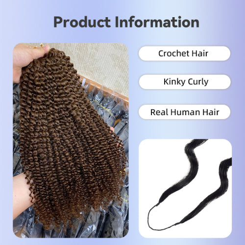 Chic Luxe Hair Feather Crochet human hair Bulk For Crochet Styles Boho Braiding | #1B Natural | #1b Afro Curly 4C | 100% Human Hair