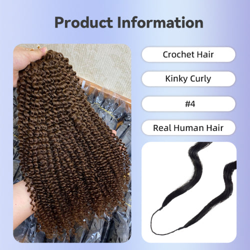 Chic Luxe Hair Feather Crochet human hair Bulk For Crochet Styles Boho Braiding | #1B Natural | #1b Afro Curly 4C | 100% Human Hair