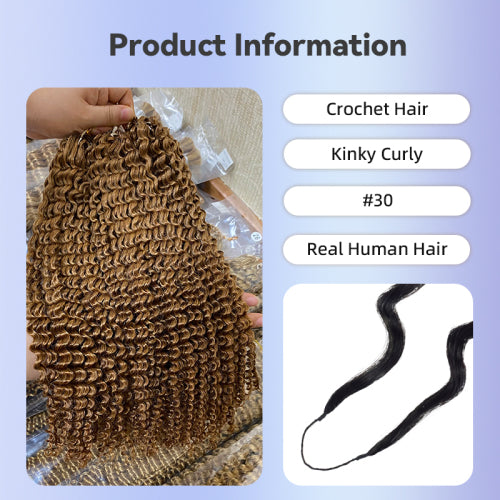 Chic Luxe Hair Feather Crochet human hair Bulk For Crochet Styles Boho Braiding | #1B Natural | #1b Afro Curly 4C | 100% Human Hair