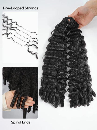 Chic Luxe Hair Crochet Human Hair Burmese Curly Extensions Pre-Separated Hair | Natural Black| 100% Human Hair |100 strands per pack (100g) | Usually 2-3 Packs For A Full Head
