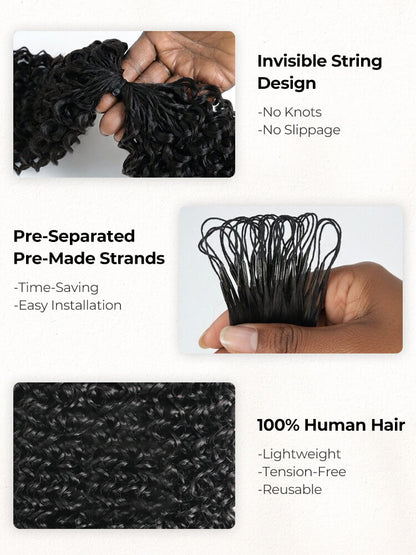 Chic Luxe Hair Crochet Human Hair Deep Wave Extensions Pre-Separated Strands 100% Premium Human Hair | Natural Black| 100% Human Hair |100 strands per pack (100g) | Usually 2-3 Packs For A Full Head