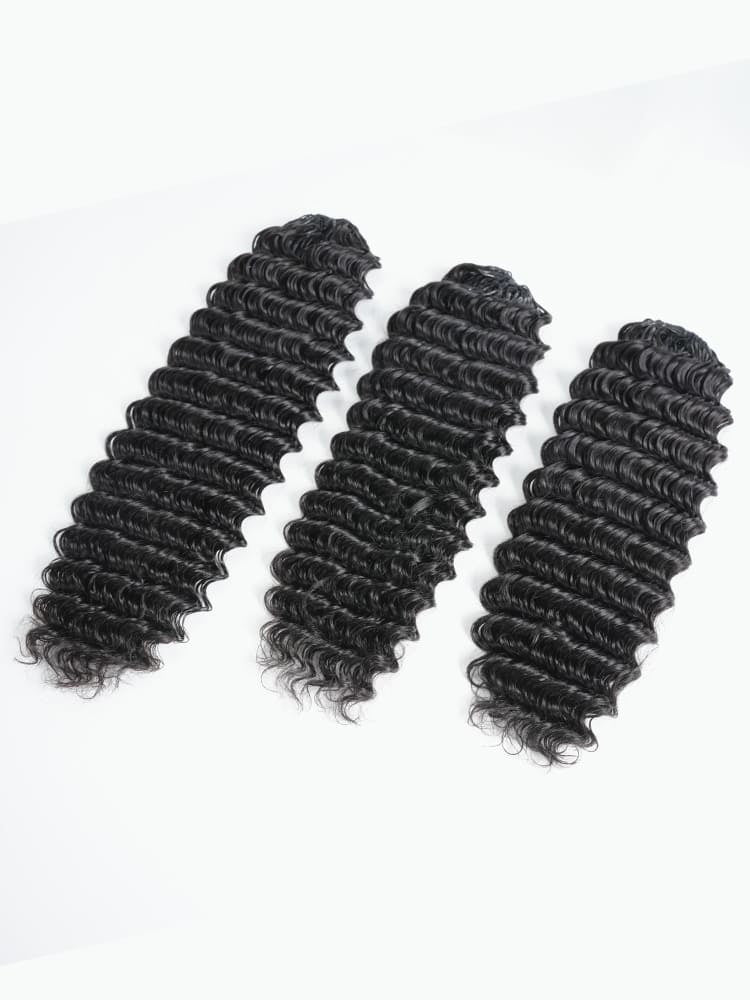 Chic Luxe Hair Crochet Human Hair Curly Extensions Pre-Separated Hair | Natural Black| 100% Human Hair |100 strands per pack (100g) | Usually 2-3 Packs For A Full Head