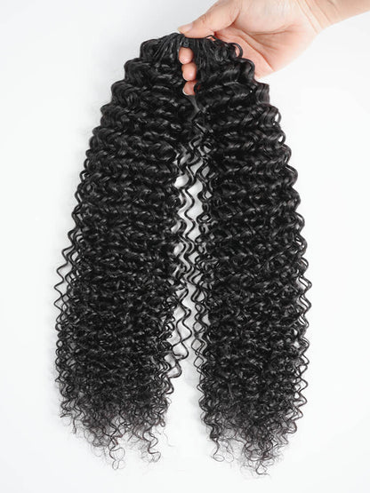 Chic Luxe Hair Crochet Human Hair Curly Extensions Pre-Separated Hair | Natural Black| 100% Human Hair |100 strands per pack (100g) | Usually 2-3 Packs For A Full Head