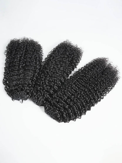 Chic Luxe Hair Crochet Human Hair Curly Extensions Pre-Separated Hair | Natural Black| 100% Human Hair |100 strands per pack (100g) | Usually 2-3 Packs For A Full Head