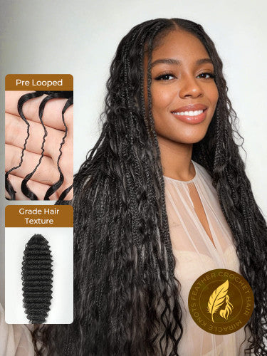 Chic Luxe Hair Pre-Separated Crochet Human Hair Miracle Knots Vibes Curly Extensions For Knotless Boho Crochet Hair | Natural Black| 100% Human Hair |100 Strands per pack (100g) | Usually 2-3 Packs For A Full Head