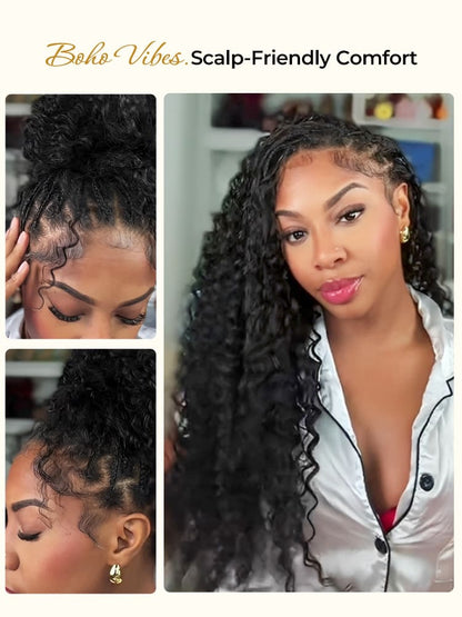 Chic Luxe Hair Pre-Separated Crochet Human Hair Miracle Knots Vibes Curly Extensions For Knotless Boho Crochet Hair | Natural Black| 100% Human Hair |100 Strands per pack (100g) | Usually 2-3 Packs For A Full Head