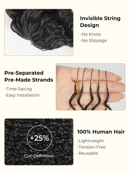 Chic Luxe Hair Pre-Separated Crochet Human Hair Miracle Knots Vibes Curly Extensions For Knotless Boho Crochet Hair | Natural Black| 100% Human Hair |100 Strands per pack (100g) | Usually 2-3 Packs For A Full Head