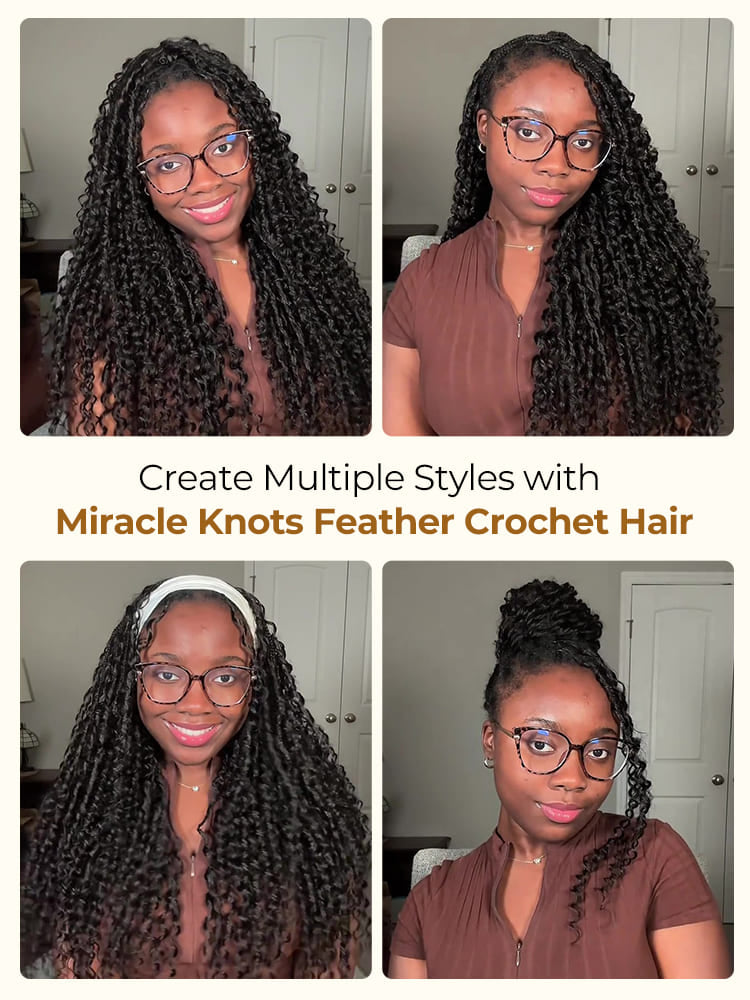 Chic Luxe Hair Pre-Separated Crochet Human Hair Miracle Knots Vibes Curly Extensions For Knotless Boho Crochet Hair | Natural Black| 100% Human Hair |100 Strands per pack (100g) | Usually 2-3 Packs For A Full Head